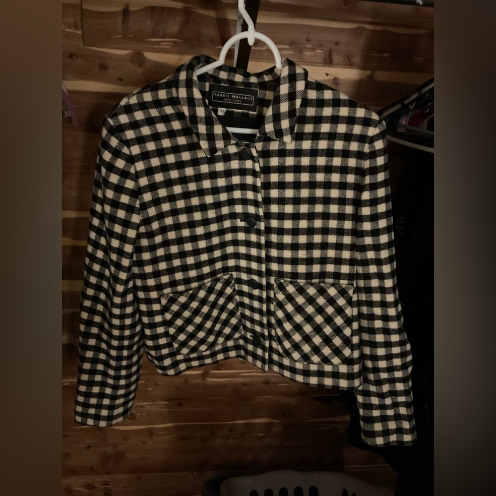 Harris Wallace Plaid Black and White Women's Blazer size small